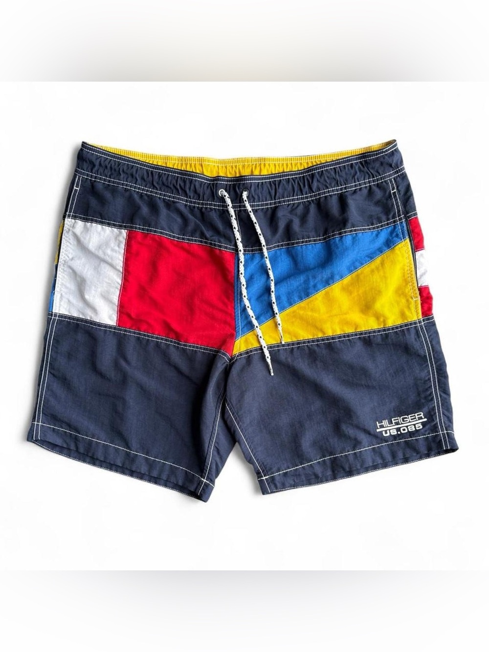 Y2K Tommy Hilfiger Colorblock Swim Trunks - Navy, Red, Blue, Yellow